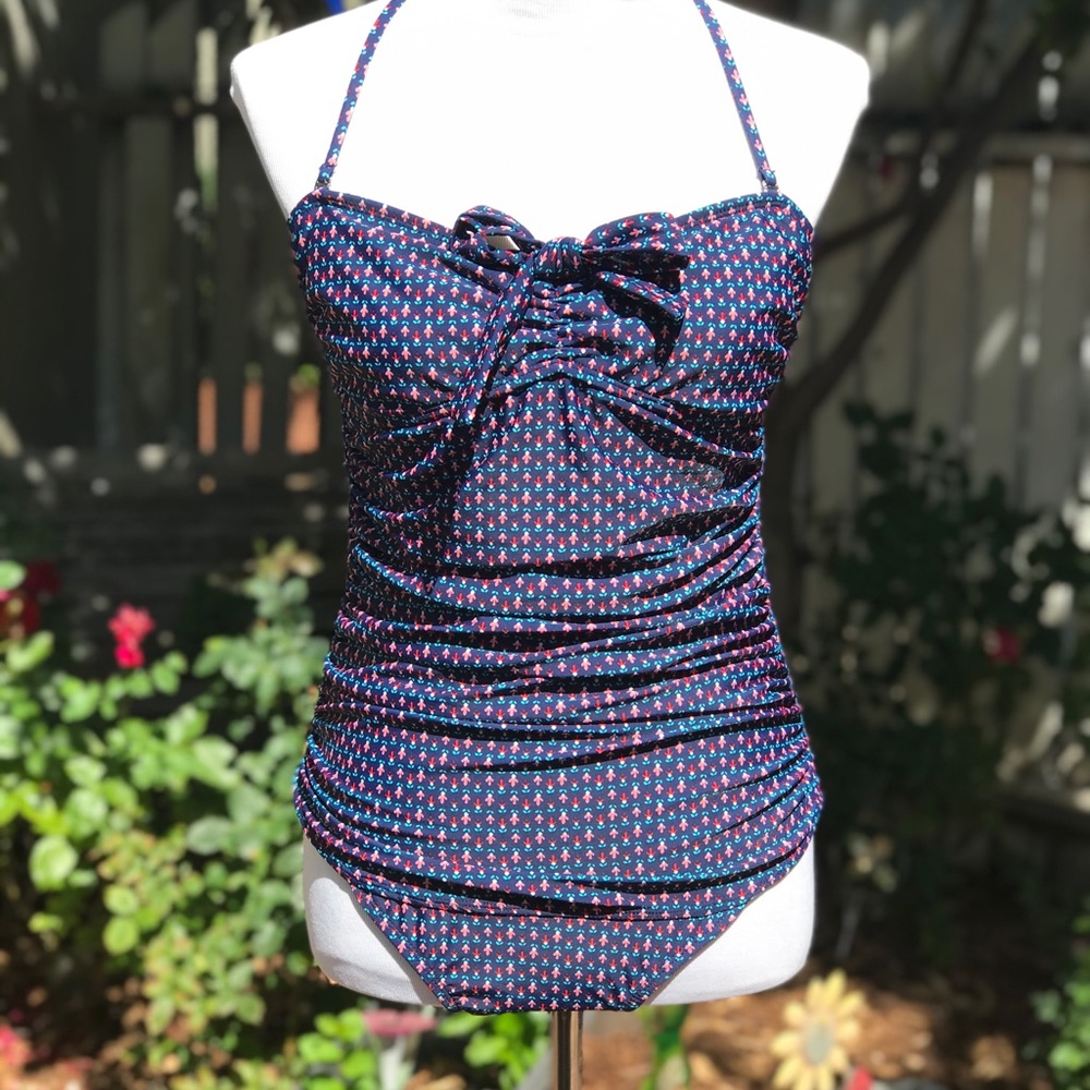 VM Navy Blue One Piece Halter Swim Suit